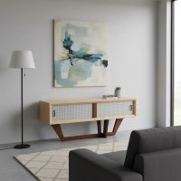 Modern Sideboard: Some lifestyle images are created with AI for visualization purposes. Crafted from natural solid wood, each piece is unique and will vary.