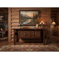 Rustic Sideboard: Some lifestyle images are created with AI for visualization purposes. Crafted from natural solid wood, each piece is unique and will vary.