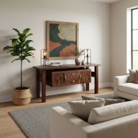 Modern Sideboard: Some lifestyle images are created with AI for visualization purposes. Crafted from natural solid wood, each piece is unique and will vary.