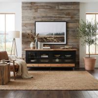 Modern Sideboard: Some lifestyle images are created with AI for visualization purposes. Crafted from natural solid wood, each piece is unique and will vary.
