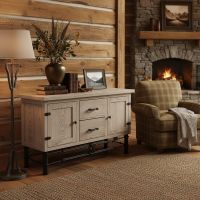 Rustic Modern Sideboard: Some lifestyle images are created with AI for visualization purposes. Crafted from natural solid wood, each piece is unique and will vary.