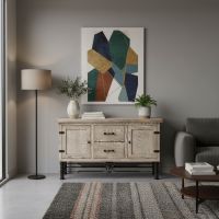 Modern Sideboard: Some lifestyle images are created with AI for visualization purposes. Crafted from natural solid wood, each piece is unique and will vary.