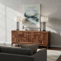 Modern Wood Sideboard: Some lifestyle images are created with AI for visualization purposes. Crafted from natural solid wood, each piece is unique and will vary.