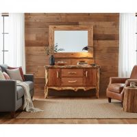 Rustic Sideboard: Some lifestyle images are created with AI for visualization purposes. Crafted from natural solid wood, each piece is unique and will vary.
