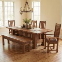 Barn Wood Dining Set: Some lifestyle images are created with AI for visualization purposes. Crafted from natural solid wood, each piece is unique and will vary.