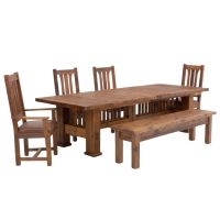 Stony Brooke Rustic Reclaimed Extension Table Dining Set