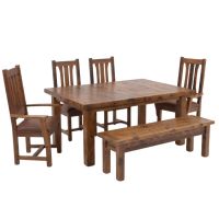 Stony Brooke Rustic Reclaimed Farmhouse Extension Dining Table Set