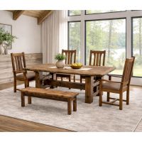 Barnwood Dining Table: Some lifestyle images are created with AI for visualization purposes. Crafted from natural solid wood, each piece is unique and will vary.