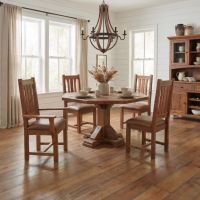 Barn Wood Octagon Table Dining Set: Some lifestyle images are created with AI for visualization purposes. Crafted from natural solid wood, each piece is unique and will vary.
