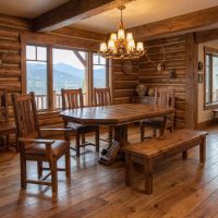 Extendable Octagon Dining Table Set: Some lifestyle images are created with AI for visualization purposes. Crafted from natural solid wood, each piece is unique and will vary.