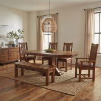 Extendable Octagon Dining Table Set: Some lifestyle images are created with AI for visualization purposes. Crafted from natural solid wood, each piece is unique and will vary.