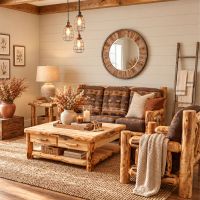 Aspen Coffee Table: Some lifestyle images are created with AI for visualization purposes. Crafted from natural solid wood, each piece is unique and will vary.