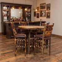 Rustic Pub Table:Some lifestyle images are created with AI for visualization purposes. Crafted from natural solid wood, each piece is unique and will vary.
