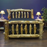 Aspen Lodge Log Bed--Queen bed, Jumbo 6-8" corner log posts