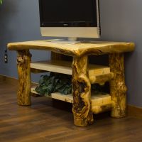 Unique aspen log TV stand