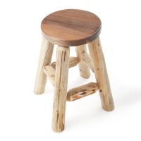 Single Round Log Walnut Bar Stool