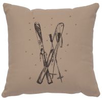 Skis Decor Pillow - Alabaster Cotton