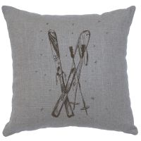 Skis Decor Pillow - Gray Linen