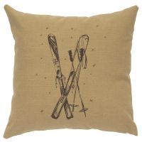 Skis Decor Pillow - Straw Linen