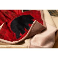 Red Plaid Bear Grid Throw