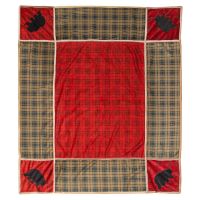 Red Plaid Bear Grid Throw