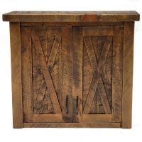 Sawmill Barn Door Toilet Topper Cabinet in Antique Barnwood Finish