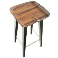 Solid Wood Scooped Seat Bar Stool