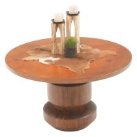 Solstice Round Hammered Copper Dining Table - Espresso Base