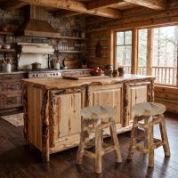 Natural Wood Bar Stools: Some lifestyle images are created with AI for visualization purposes. Crafted from natural solid wood, each piece is unique and will vary.