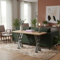 Modern Rustic Sofa Table: Some lifestyle images are created with AI for visualization purposes. Crafted from natural solid wood, each piece is unique and will vary.
