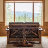 Rustic Sofa Table: Some lifestyle images are created with AI for visualization purposes. Crafted from natural solid wood, each piece is unique and will vary.