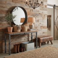 Barn Wood Sofa Table: Some lifestyle images are created with AI for visualization purposes. Crafted from natural solid wood, each piece is unique and will vary.