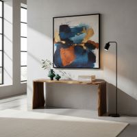 Live Edge Sofa Table: Some lifestyle images are created with AI for visualization purposes. Crafted from natural solid wood, each piece is unique and will vary.