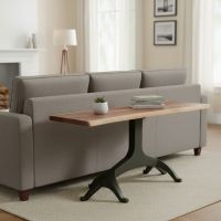 Modern Sofa Table: Some lifestyle images are created with AI for visualization purposes. Crafted from natural solid wood, each piece is unique and will vary.