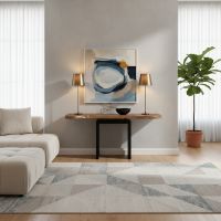 Wood & Metal Sofa Table: Some lifestyle images are created with AI for visualization purposes. Crafted from natural solid wood, each piece is unique and will vary.