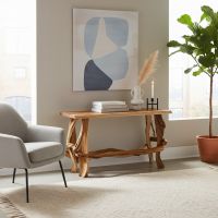 Juniper Sofa Table: Some lifestyle images are created with AI for visualization purposes. Crafted from natural solid wood, each piece is unique and will vary.