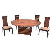 Stacked Base Hammered Copper Dining Table
