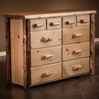 Cedar Lake Frontier 10 Drawer Log Dresser--Clear finish