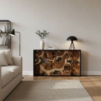 Rustic Modern Furniture: Some lifestyle images are created with AI for visualization purposes. Crafted from natural solid wood, each piece is unique and will vary.