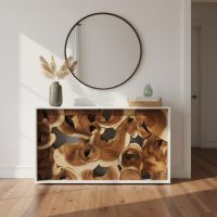 Entry Console Table: Some lifestyle images are created with AI for visualization purposes. Crafted from natural solid wood, each piece is unique and will vary.