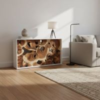 Solid Wood Console Table: Some lifestyle images are created with AI for visualization purposes. Crafted from natural solid wood, each piece is unique and will vary.
