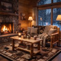 Rustic Log Coffee Table: Some lifestyle images are created with AI for visualization purposes. Crafted from natural solid wood, each piece is unique and will vary.