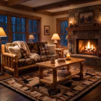 Rustic Log Coffee Table: Some lifestyle images are created with AI for visualization purposes. Crafted from natural solid wood, each piece is unique and will vary.