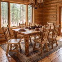 Rustic Aspen Dining Table: Some lifestyle images are created with AI for visualization purposes. Crafted from natural solid wood, each piece is unique and will vary.