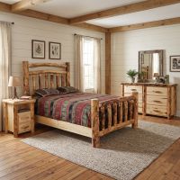 Rustic Aspen Bed: Some lifestyle images are created with AI for visualization purposes. Crafted from natural solid wood, each piece is unique and will vary.