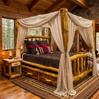 Aspen Canopy Bed: Some lifestyle images are created with AI for visualization purposes. Crafted from natural solid wood, each piece is unique and will vary.