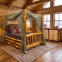 Aspen Canopy Bed: Some lifestyle images are created with AI for visualization purposes. Crafted from natural solid wood, each piece is unique and will vary.