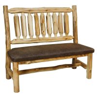 Beartooth Aspen Timberland Dining Chair Bench - 48" - Natural Log - Old Cushion Style