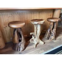 Rustic Natural Wood Teak Bar StoolS