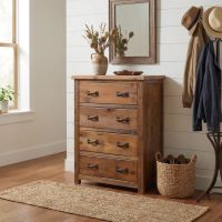 Chest of Drawers: Some lifestyle images are created with AI for visualization purposes. Crafted from natural solid wood, each piece is unique and will vary.